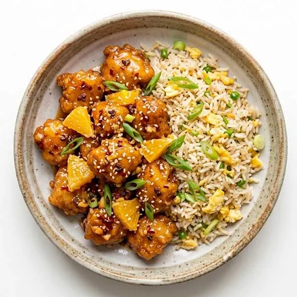 Szechuan Orange Chicken with Jasmine Egg Fried Rice